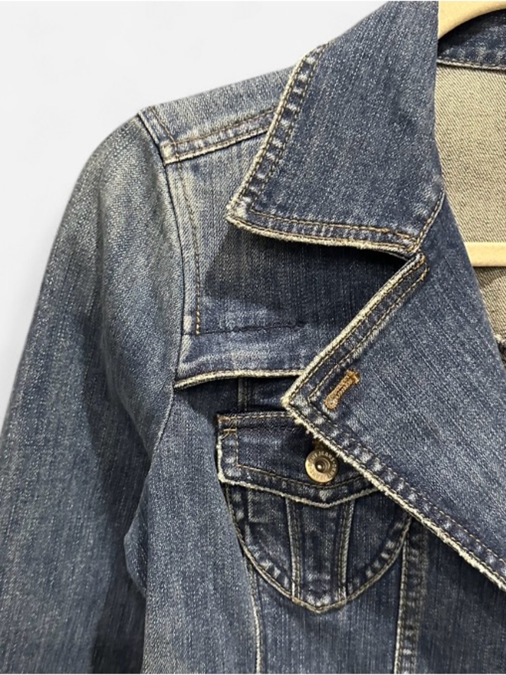 Vintage DKNY Y2K Fitted Denim Jacket Petite Small Classic Preppy Boho - Picture 7 of 11